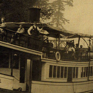 Steamer City of Bothell on the Squak (Sammamish) Slough between Lake Sammamish and Lake Washington, ca. 1910. Courtesy Bothell Historical Museum, 921